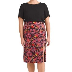 ModCloth Black Floral Satin‎ Slip Skirt Sz. 1X NWT